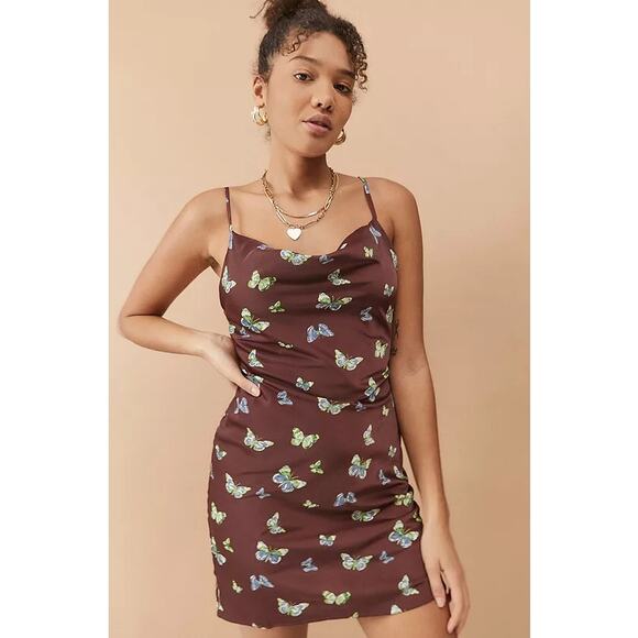 URBAN OUTFITTERS Mallory Butterfly Mini Slip Dress Spaghetti Strap Women's S - Picture 2 of 12
